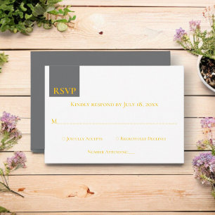 Cartão RSVP Casamento de Cinza Mínimo Moderno com Clássica de
