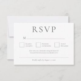 Cartão RSVP Casamento de Cinzas minimalista