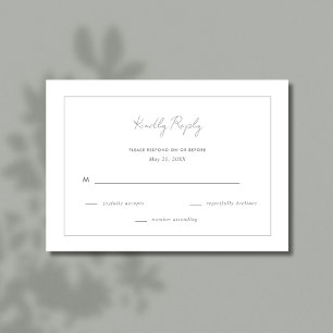 Cartão RSVP Casamento de Cinzas Simples Elegante