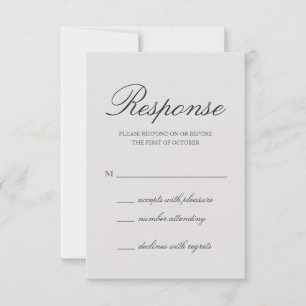 Cartão RSVP Casamento de Cinzas Sólidas Elegante
