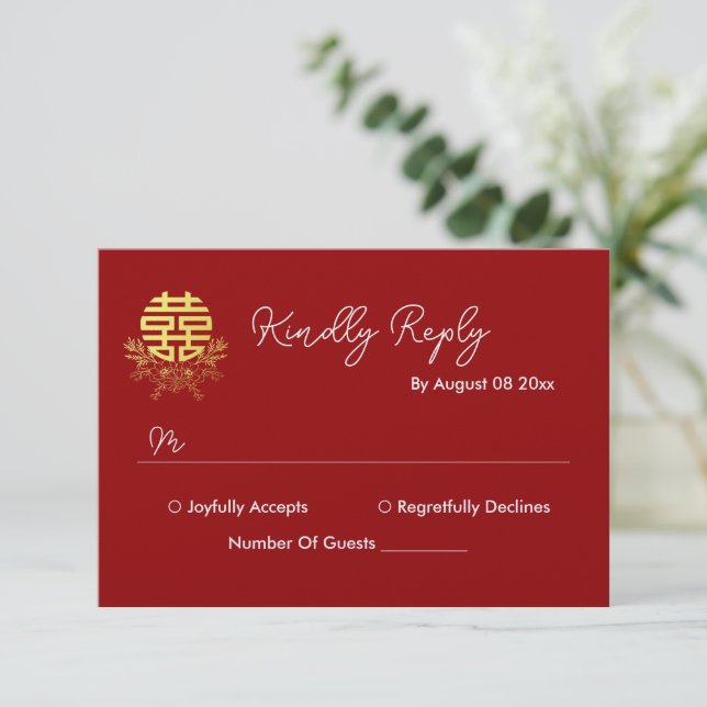 Cartão RSVP Casamento de círculo de flor de grinalda de dupla  (Em pé/Frente)