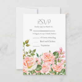 Cartão RSVP Casamento de Código QR Botânico Cor-de-Rosa-Rosa-B