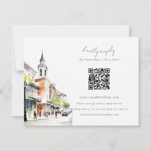 Cartão RSVP Casamento de Código QR Chic New Orleans Louisiana