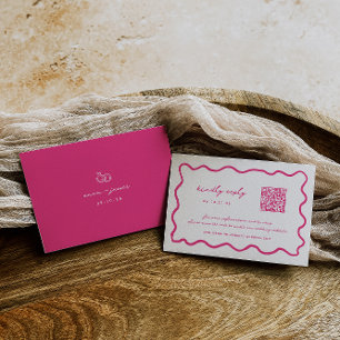 Cartão RSVP Casamento de Código QR Cinza-Branco