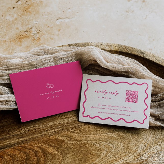 Cartão RSVP Casamento de Código QR Cinza-Branco (Criador carregado)