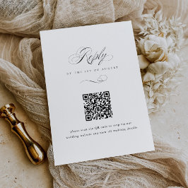 Cartão RSVP Casamento de Código QR Clássico de Script Elegante