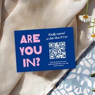 Cartão RSVP Casamento de Código QR Colorido e Moderno em Tipo