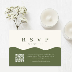 Cartão RSVP Casamento de Código QR da Curva de Onda Simples