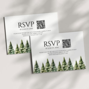 Cartão RSVP Casamento de Código QR das Árvores de Pinheiros Ne