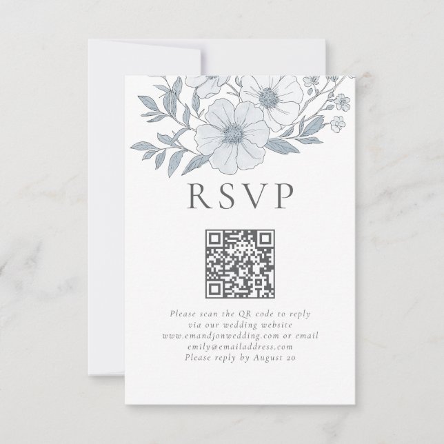 Cartão RSVP Casamento de Código QR das Florestas de Cinzas Mod (Frente)
