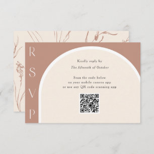 Cartão RSVP Casamento de código QR de Arch Simples Moderno de 