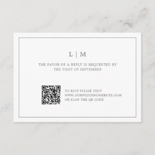 Cartão RSVP Casamento de Código QR de Cinzas Elegante Monogra