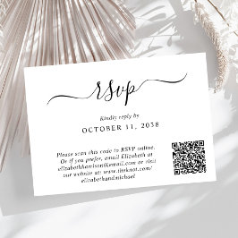 Cartão RSVP Casamento de Código QR de Foto Chic