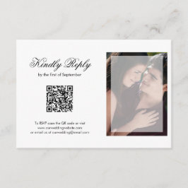 Cartão RSVP Casamento de Código QR de Foto do Script Chic Mode