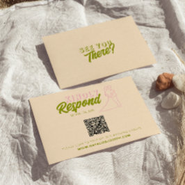 Cartão RSVP Casamento de Código QR de Fundo Funky com Cor Mode