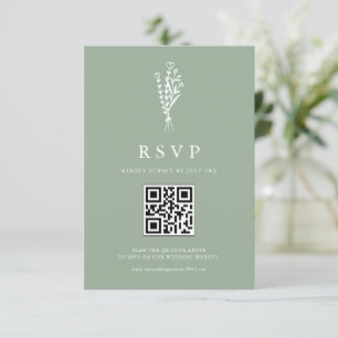 Cartão RSVP Casamento de Código QR de Produtos Botânicos Minim