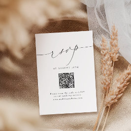 Cartão RSVP Casamento de Código QR de Script Chic Moderno Mini