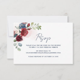 Cartão RSVP Casamento de Código QR de Script de Aquarela Flora