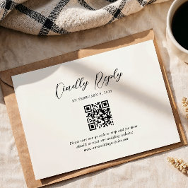 Cartão RSVP Casamento de Código Qr de Script Elegante Simples