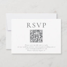 Cartão RSVP Casamento de Código QR de Texto de Cinza Minimalis