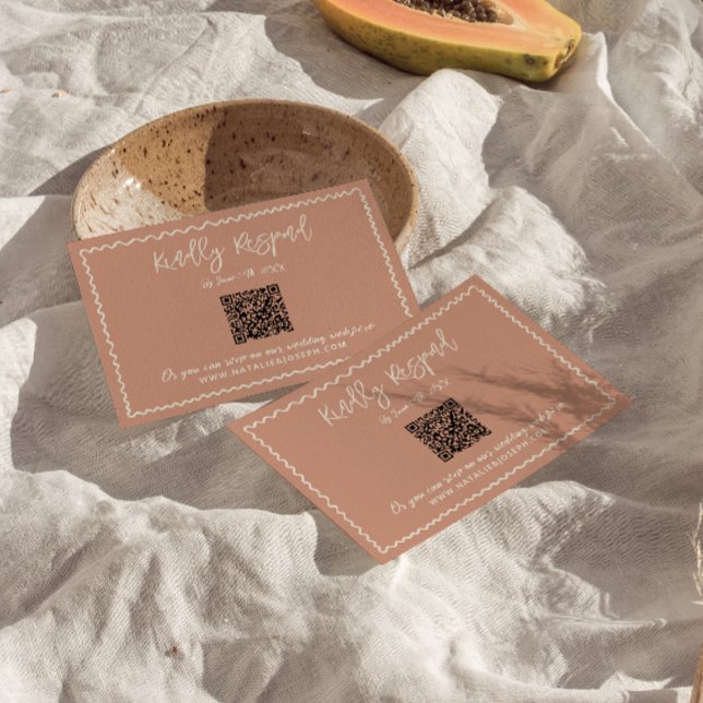Cartão RSVP Casamento de código QR desenhado Manuscrito Ilustr (Criador carregado)