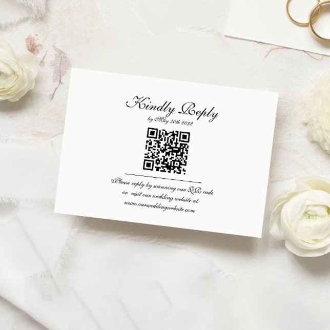 Cartão RSVP Casamento de Código QR do Monograma de Script Clás (Criador carregado)