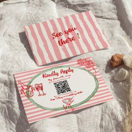 Cartão RSVP Casamento de Código QR do Quadro Quirky Escrito à