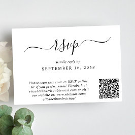 Cartão RSVP Casamento de Código QR do Script Chic