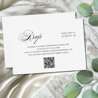 Cartão RSVP Casamento de Código QR do Script Romântico de Bran
