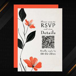 Cartão RSVP Casamento de Código QR dos Blooms de Elegância Flo