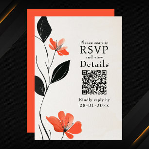 Cartão RSVP Casamento de Código QR dos Blooms de Elegância Flo