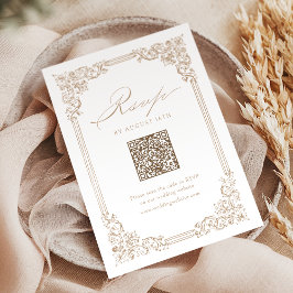 Cartão RSVP Casamento de Código QR Elegante de Frame Vintage N