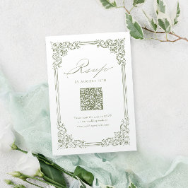 Cartão RSVP Casamento de Código QR Elegante de Quadro de Vinta