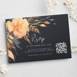 Cartão RSVP Casamento de Código QR Elegante de Queda Floral