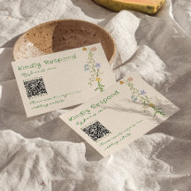 Casamento de Código QR Floral Desenhado Colorido à