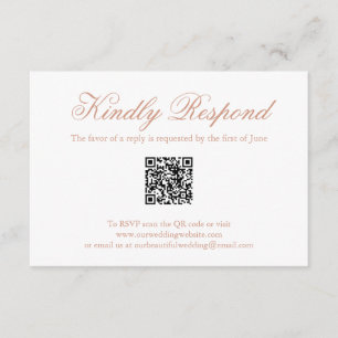 Cartão RSVP Casamento de Código QR Formal Cor-de-Rosa Rosa tra