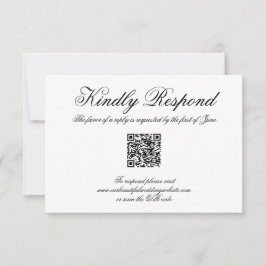 Cartão RSVP Casamento de Código QR Formal de Caligrafia Elegan