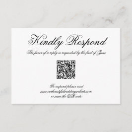 Cartão RSVP Casamento de Código QR Formal de Caligrafia Elegan