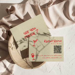 Cartão RSVP Casamento de Código QR Funky Funky Colorido Desenh