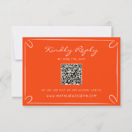 Cartão RSVP Casamento de Código QR Imísico com Pinstripes Escr