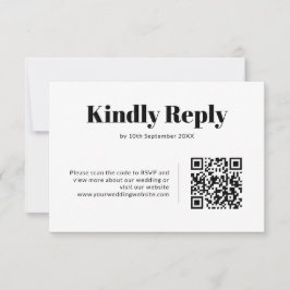 Cartão RSVP Casamento de Código QR Minimalista Elegante Preto