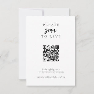 Cartão RSVP Casamento de Código QR Online Simples Moderno