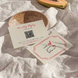 Cartão RSVP Casamento de Código QR Retrópico Imporal Desenhado