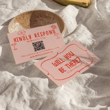 Casamento de Código QR Único Vermelho Cor-de-Rosa