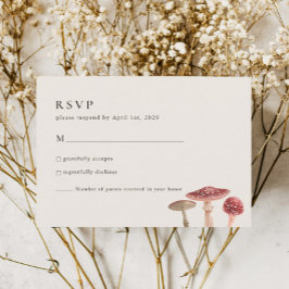 Cartão RSVP Casamento de Cogumelo Vermelho Elegante Woodland G