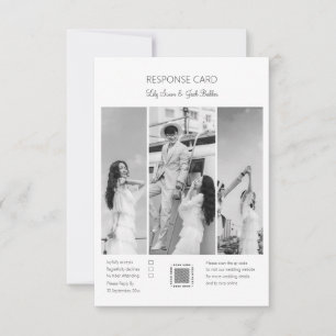 Cartão RSVP Casamento de Colagem de Fotos em Preto e Branco El