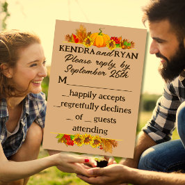 Cartão RSVP Casamento de colheita de outono dos agricultores