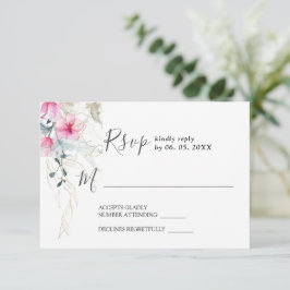 Cartão RSVP Casamento De Coloração Floral Elegante De Cinzas R