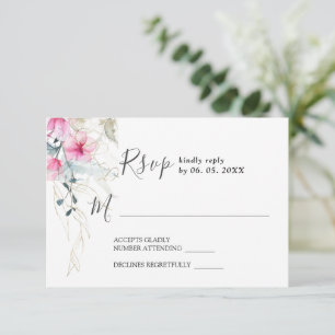 Cartão RSVP Casamento De Coloração Floral Elegante De Cinzas R