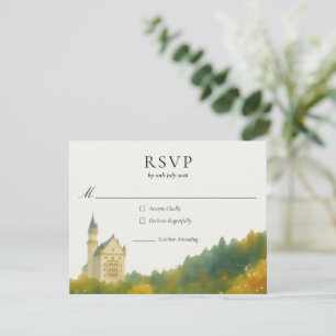 Cartão RSVP Casamento de Conto de Fadas em Castelo Elegante